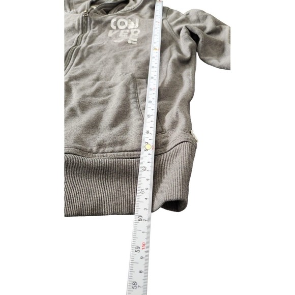 Converse All Star Hoodie Women’s Size Medium Gray Cotton Long Sleeve Full Zipper - Picture 7 of 8
